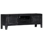"Flora" TV Cabinet Black 118x30x40 cm Solid Mango Wood
