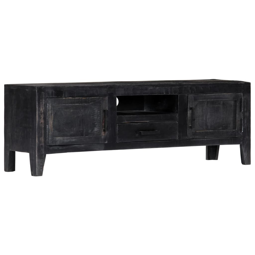 "Flora" TV Cabinet Black 118x30x40 cm Solid Mango Wood