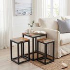 "George Mobbs" Nesting Tables 3 pcs Solid Teak Wood and Polyresin