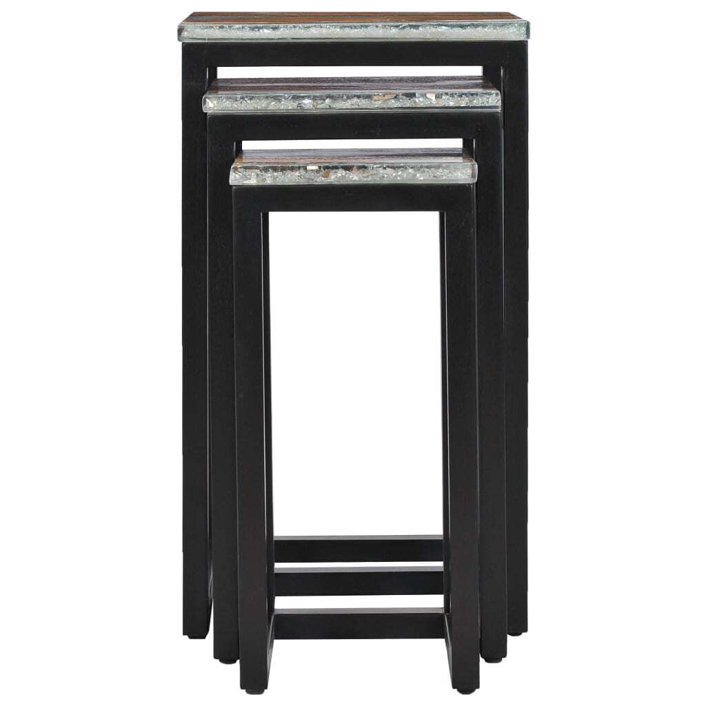 "George Mobbs" Nesting Tables 3 pcs Solid Teak Wood and Polyresin