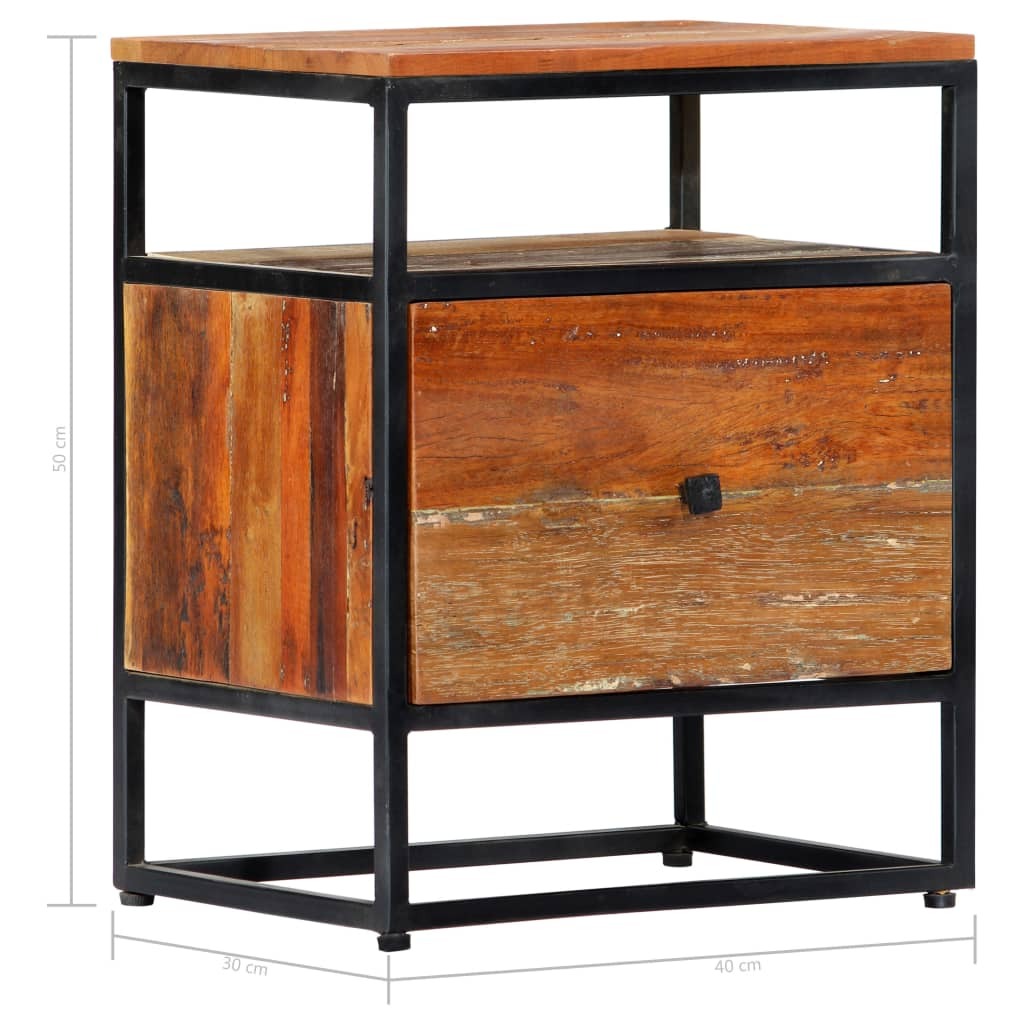 "Gibbon" Bedside Cabinet 40x30x50 cm Solid Reclaimed Wood and Steel
