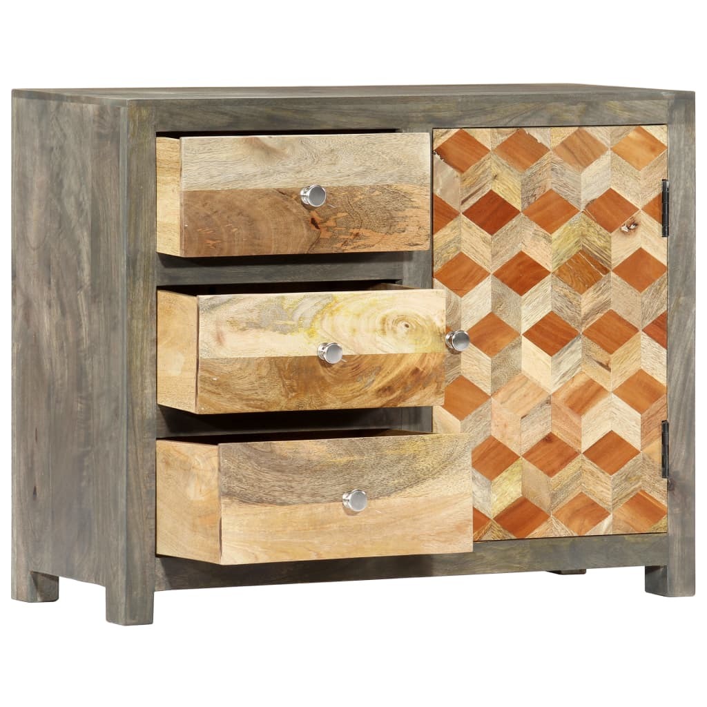 "Goldfinch" Side Cabinet Grey 75x30x60 cm Solid Mango Wood