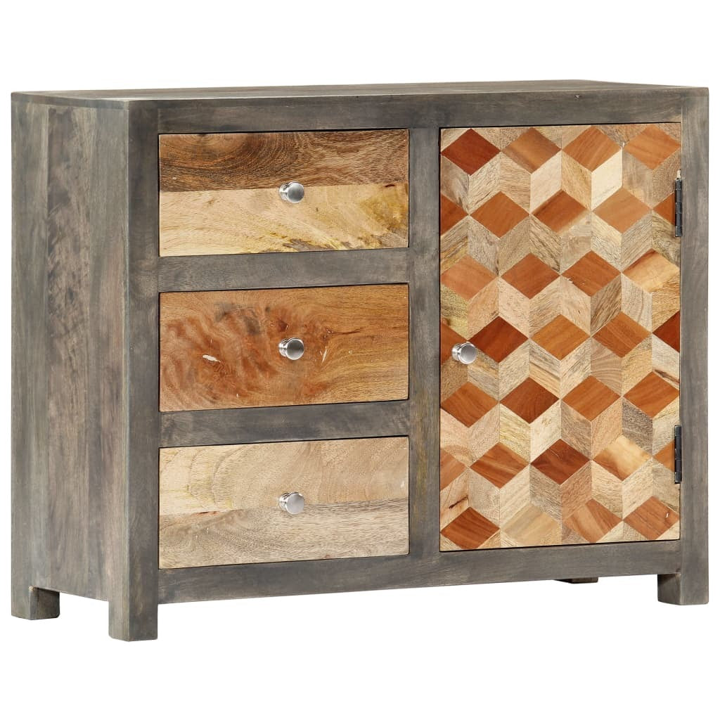 "Goldfinch" Side Cabinet Grey 75x30x60 cm Solid Mango Wood