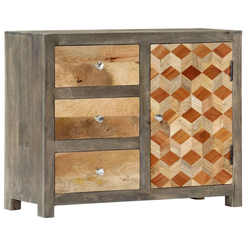"Goldfinch" Side Cabinet Grey 75x30x60 cm Solid Mango Wood