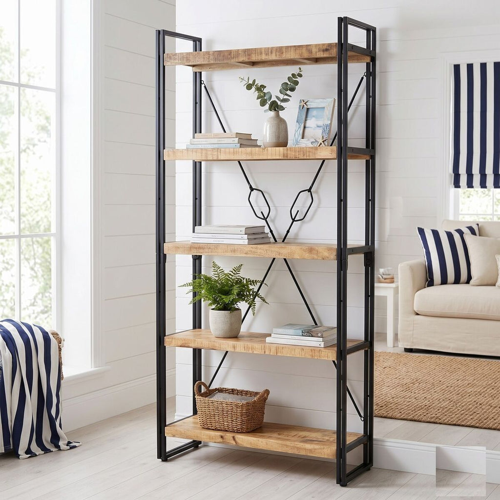"Ixion" 5-Tier Bookcase 90x30x180 cm Solid Mango Wood