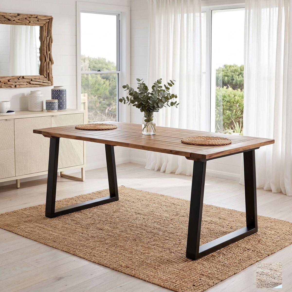 "Jennifer" Dining Table Solid Acacia Wood 180x90 cm