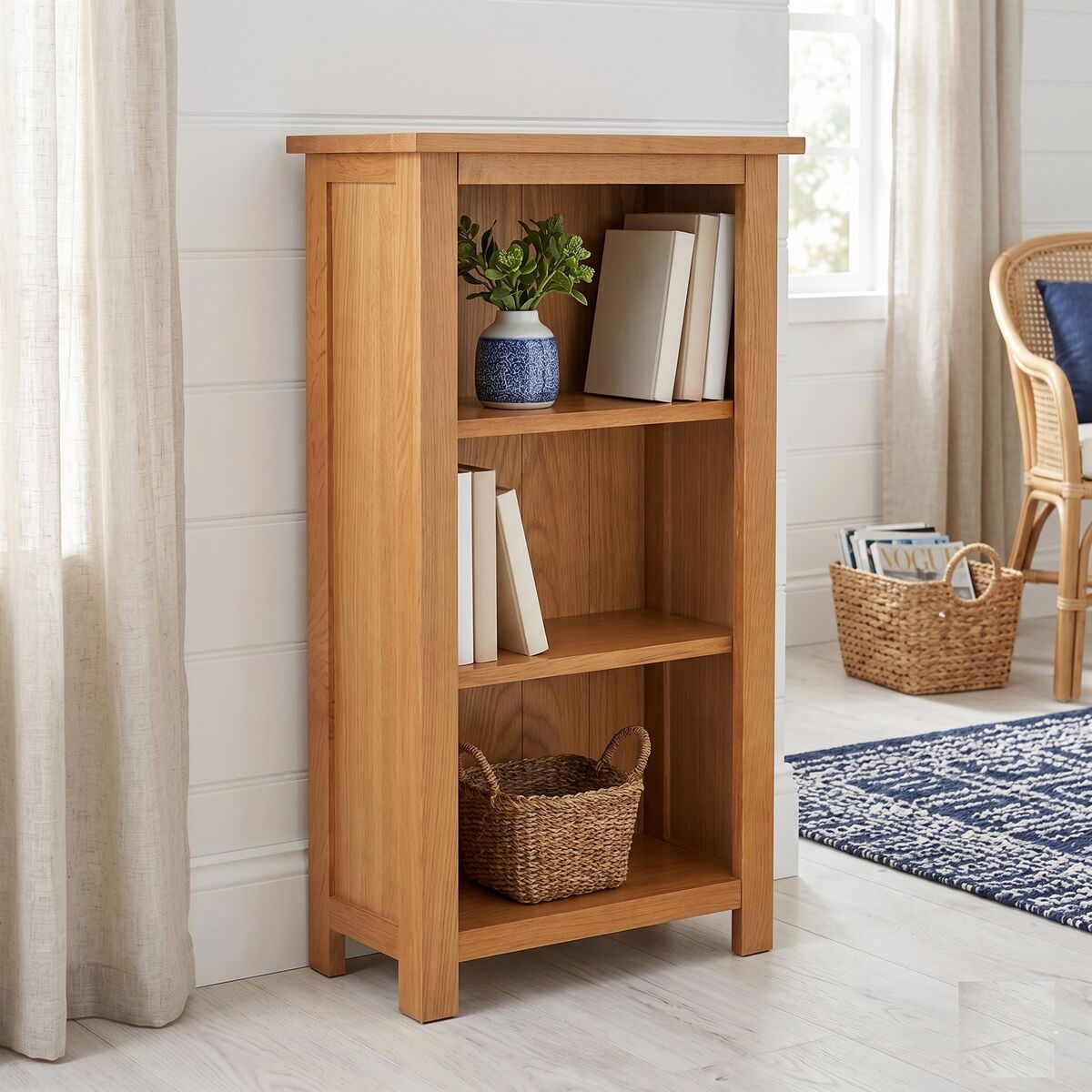 "Grevillea Grove" Solid Oak Wood and MDF Narrow Bookcase