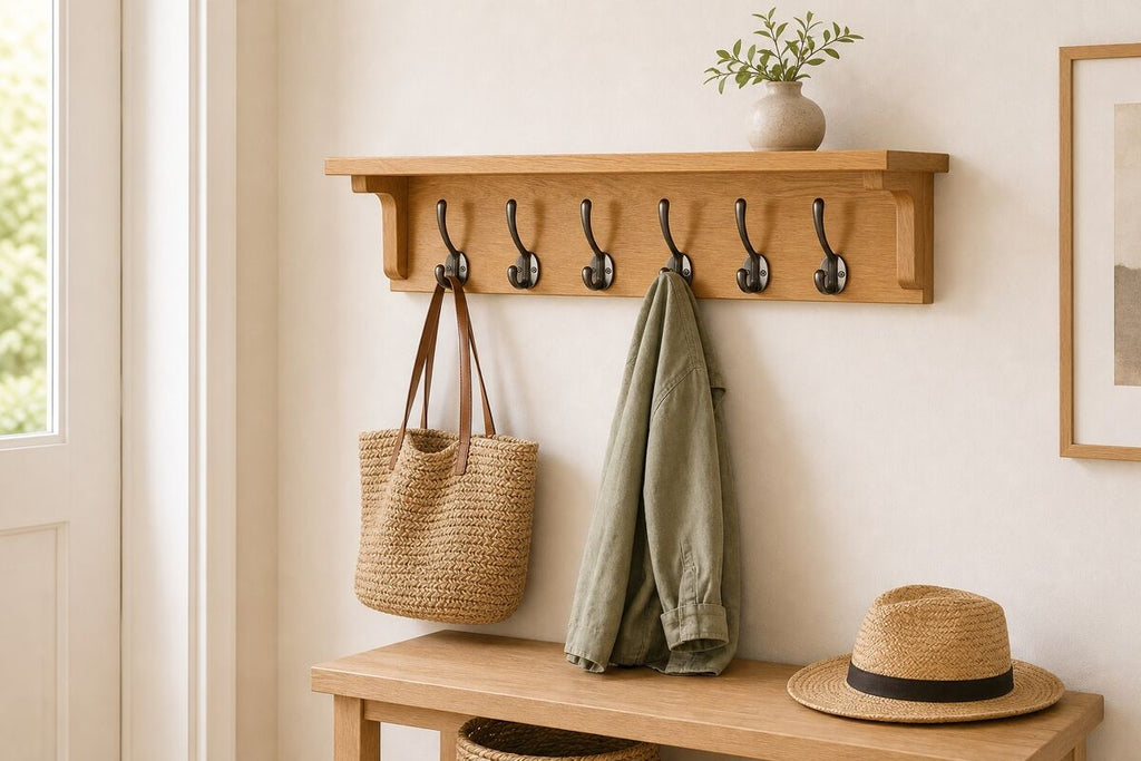 "Stone Pine" Solid Oak Wood Coat Rack 60 cm