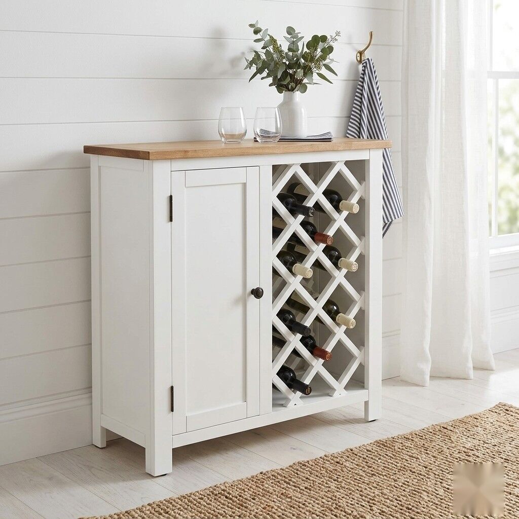 "Roseneath" Wine Cabinet 80x32x80 cm Solid Oak Wood