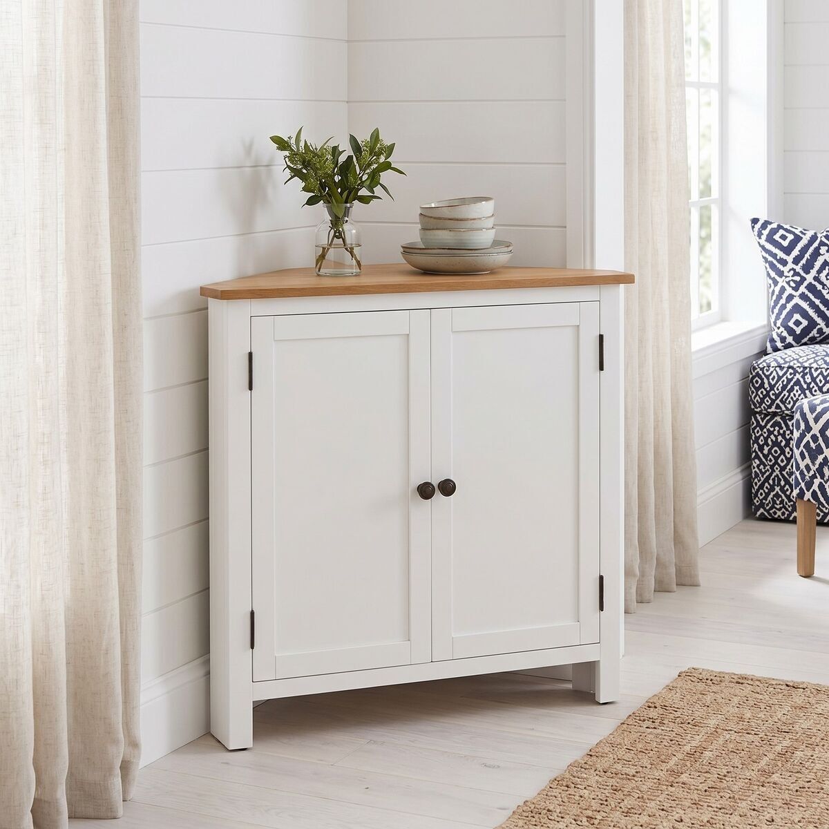 "Rosslyn" Corner Cabinet 80x33.5x78 cm Solid Oak Wood