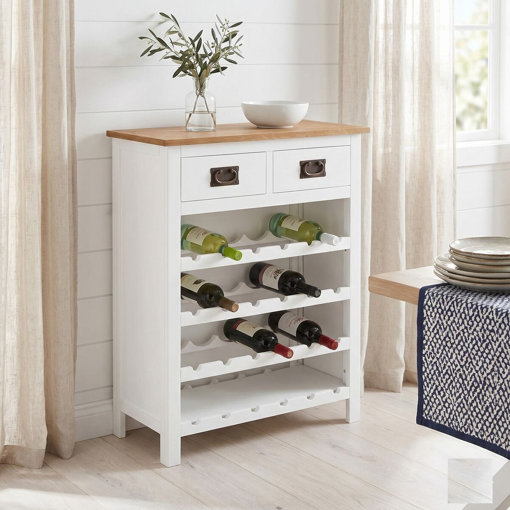 "Fairway" Solid Oak Wood Wine Cabinet 72x32x90 cm