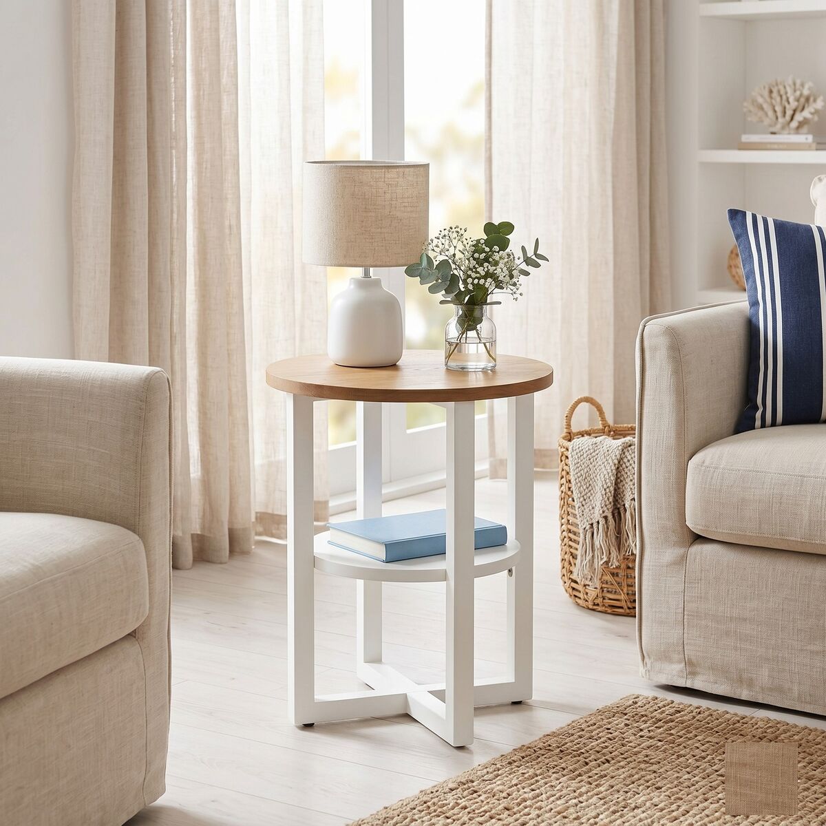 "Inglewood" Solid Oak Wood Lamp Table 40x50 cm