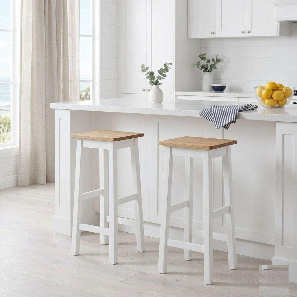 "Rubie" Bar Stools 2 pcs Solid Oak Wood