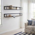 "Birch" Wall Shelves 2 pcs 160 cm Rough Mango Wood
