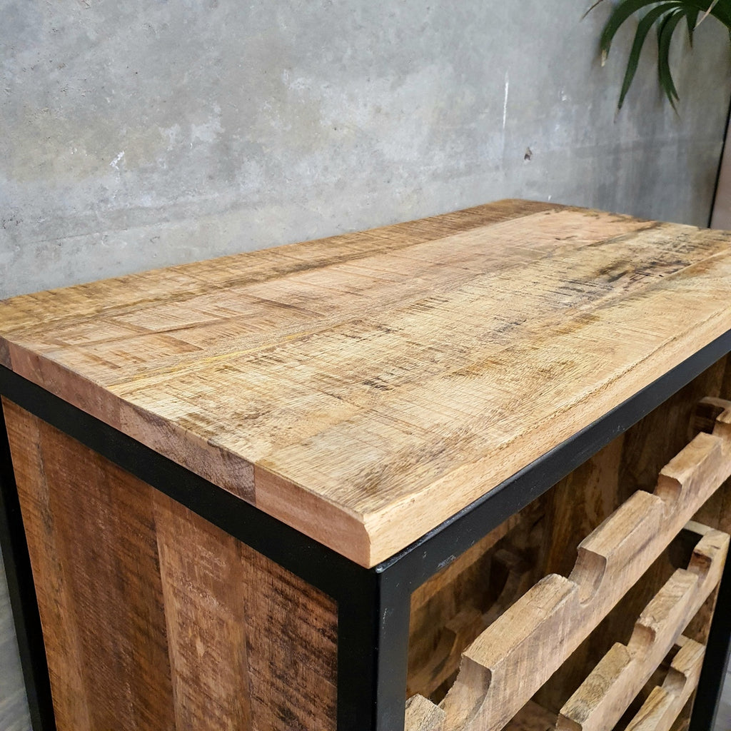 [New Arrival] "Rutland" Wine Rack Cabinet 16 bottles Mango Wood