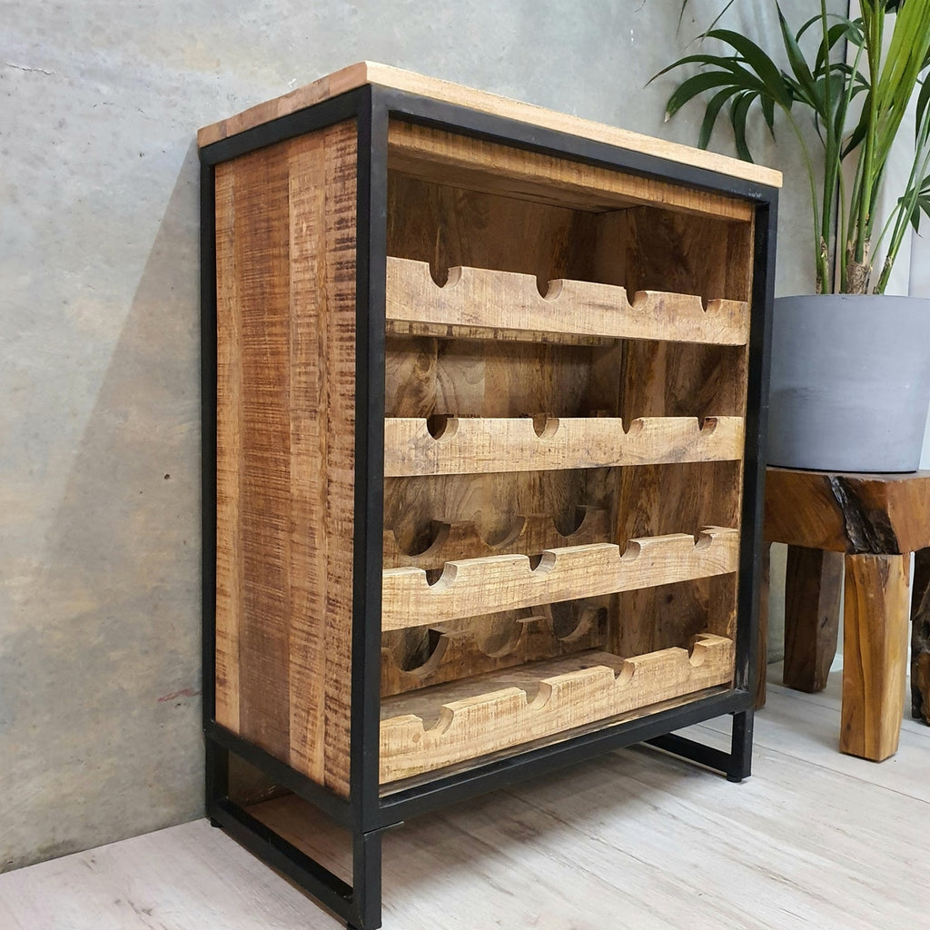 [New Arrival] "Rutland" Wine Rack Cabinet 16 bottles Mango Wood