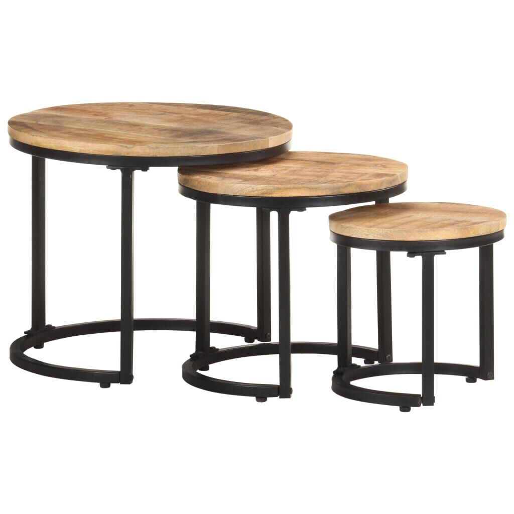 "Kentwell" Side Tables 3 pcs Rough Mango Wood