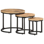 "Kentwell" Side Tables 3 pcs Rough Mango Wood