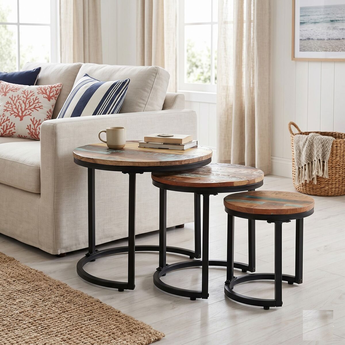"Justine" Side Tables 3 pcs Solid Reclaimed Wood