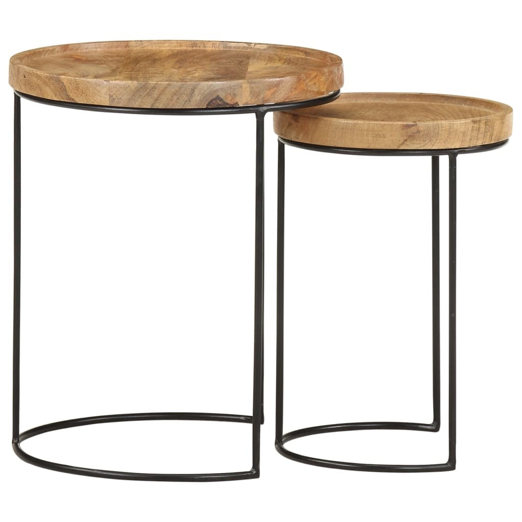 "Katherin" 2 Piece Coffee Table Set Solid Mango Wood and Steel