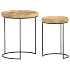 "Katherin" 2 Piece Coffee Table Set Solid Mango Wood and Steel