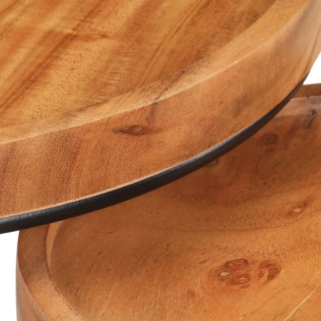 "Katrina" 2 Piece Coffee Table Set Solid Acacia Wood and Steel
