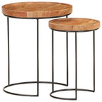 "Katrina" 2 Piece Coffee Table Set Solid Acacia Wood and Steel