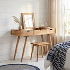 "Petrizzi" Dressing Table with Mirror 112x45x76 cm Solid Acacia Wood