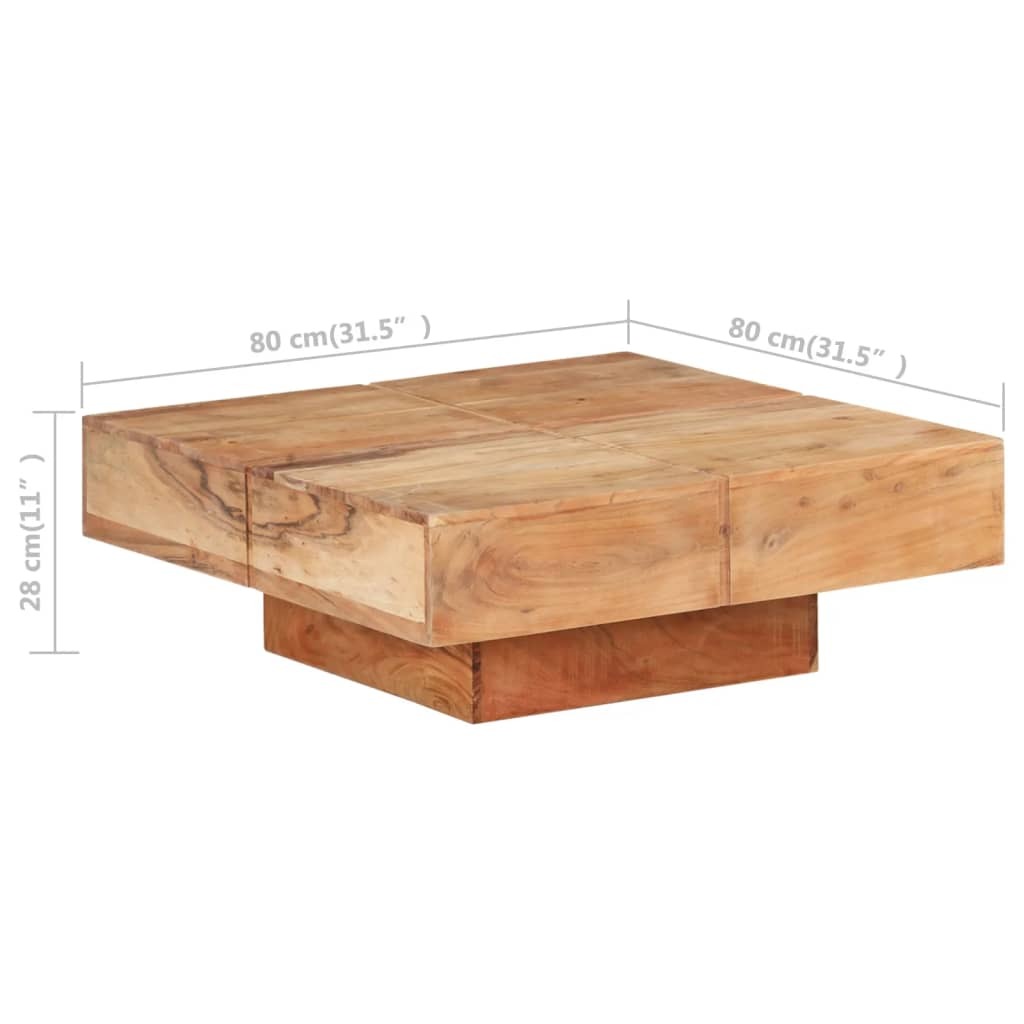 "Spencer" Solid Timber Coffee Table 80x80 cm in Acacia