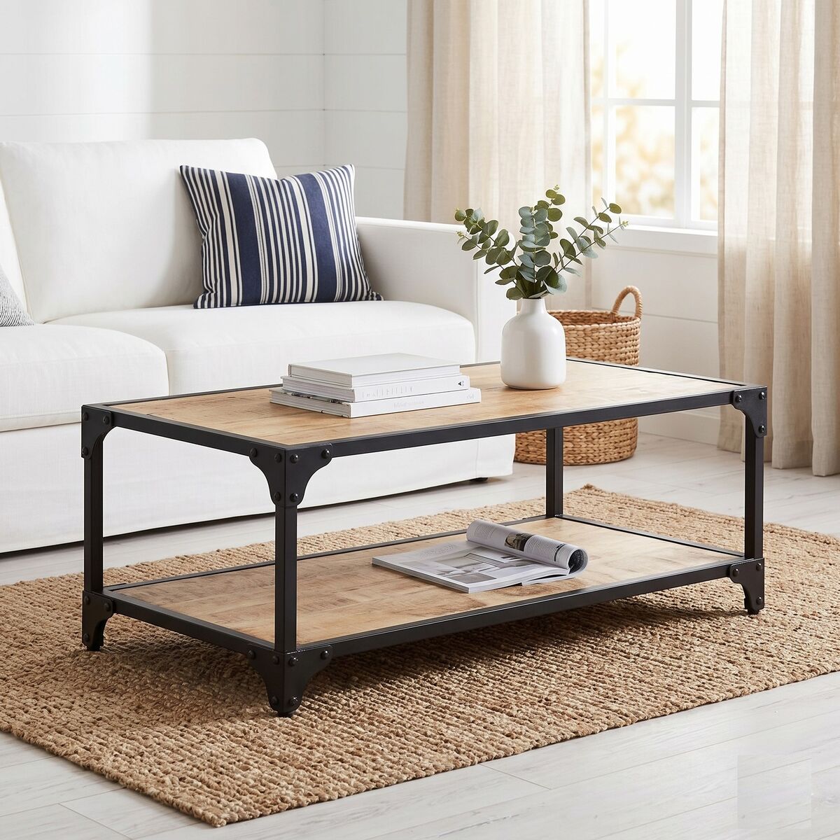 "Kirkwall" Coffee Table 90x45x35 cm Solid Rough Mango Wood