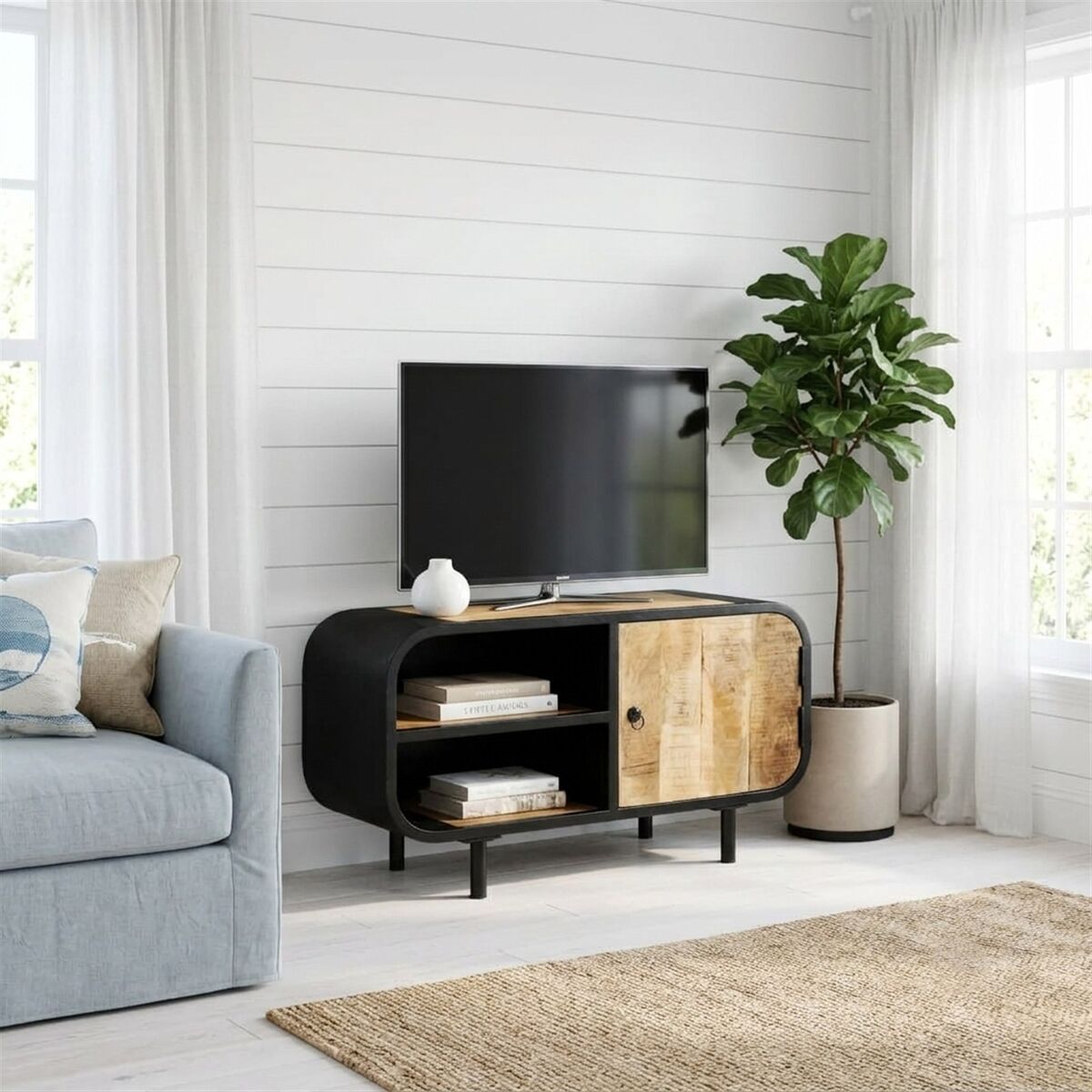 "Rosetta" TV Cabinet 90x30x48 cm Rough Mango Wood