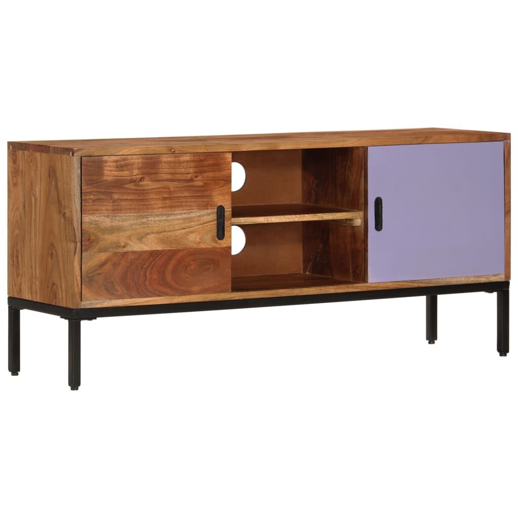"Royal" TV Cabinet Honey Brown and Grey 110x30x50 cm Solid Wood Acacia