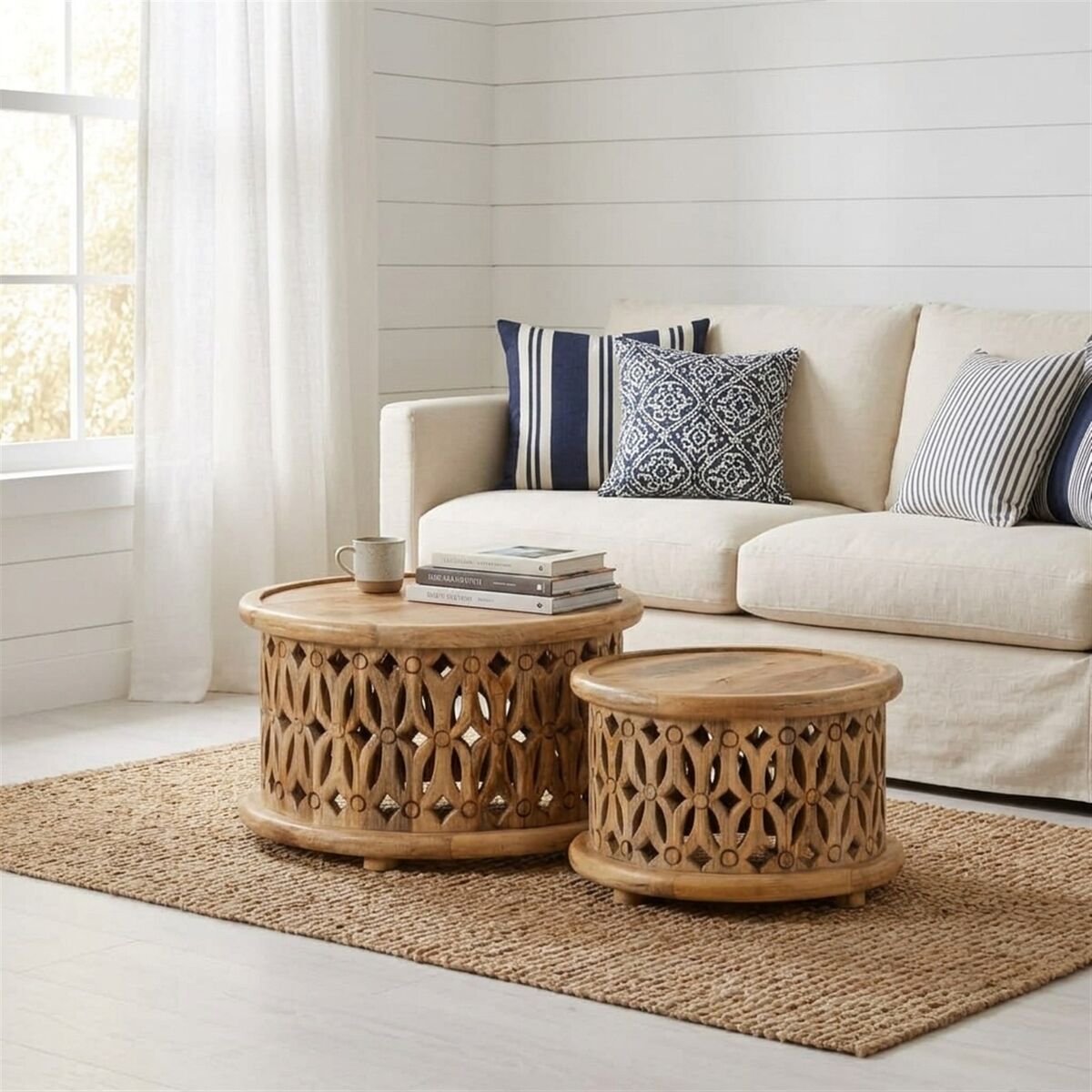 "Templeton" 2 Piece Coffee Table Set Solid Wood Mango
