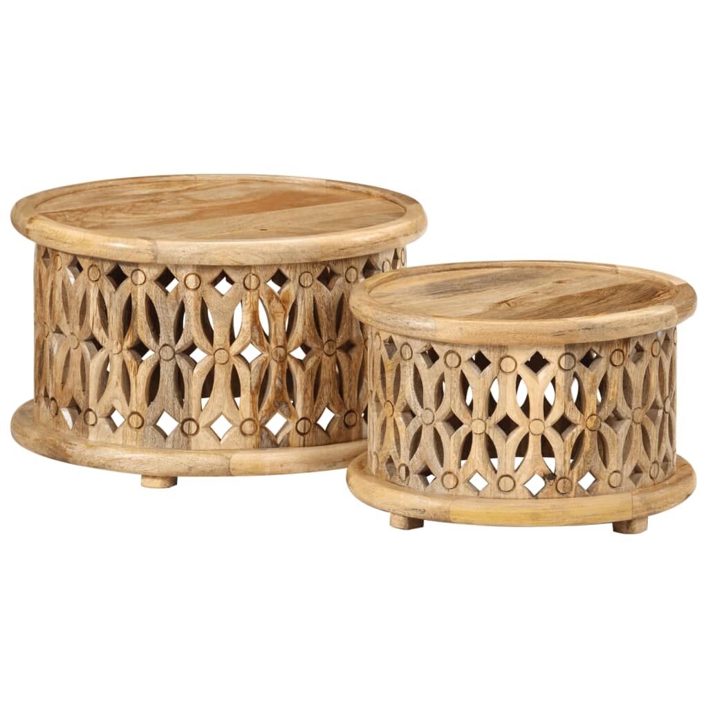 "Templeton" 2 Piece Coffee Table Set Solid Wood Mango