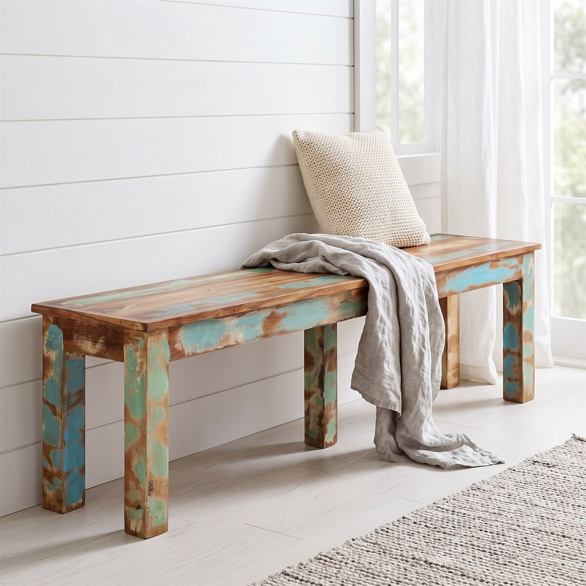 "Ula" Bench 160x35x46 cm Solid Reclaimed Wood