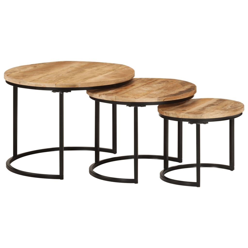 "Valda" Nesting Tables 3 pcs Solid Rough Wood Mango