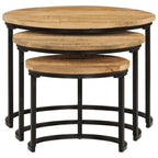 "Valda" Nesting Tables 3 pcs Solid Rough Wood Mango