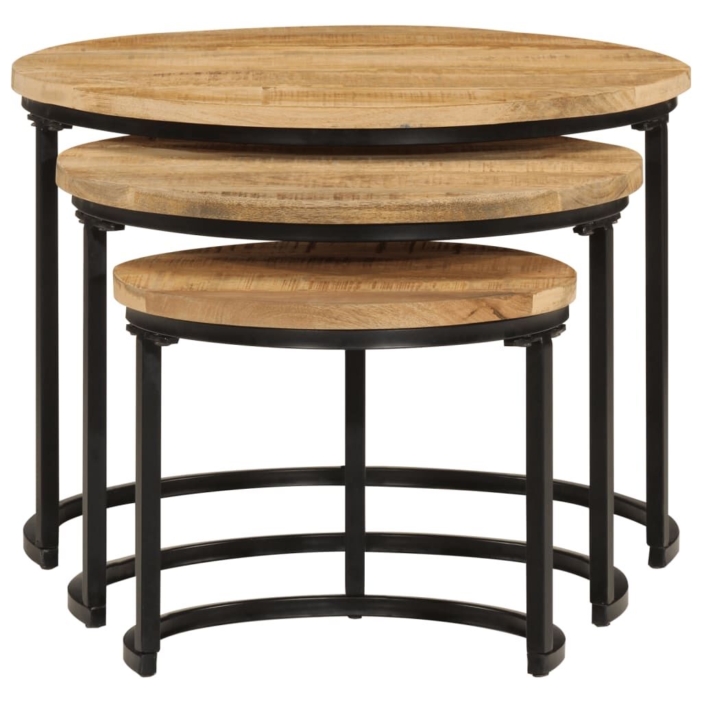"Valda" Nesting Tables 3 pcs Solid Rough Wood Mango