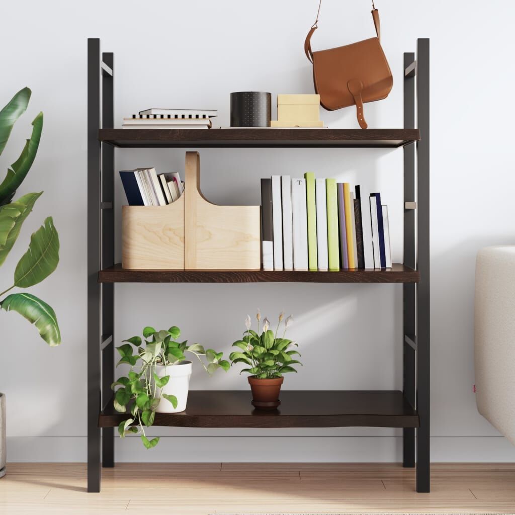 "Wandana" Wall Shelf Dark Brown 80x60x(2-4) cm Treated Solid Wood Oak