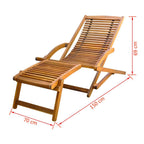 "Lotus" Deck Chair with Footrest Solid Acacia Wood