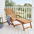 "Lotus" Deck Chair with Footrest Solid Acacia Wood