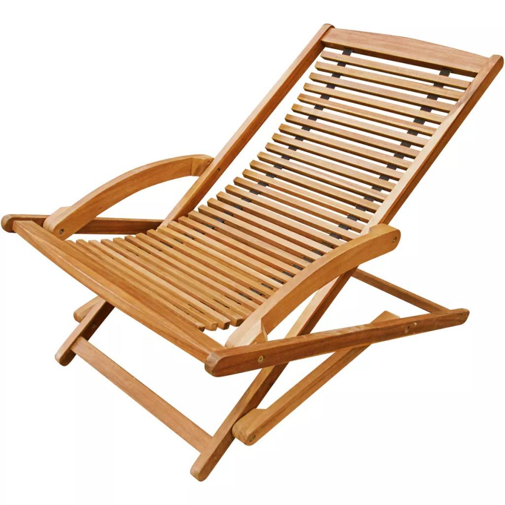 "Lotus" Deck Chair with Footrest Solid Acacia Wood