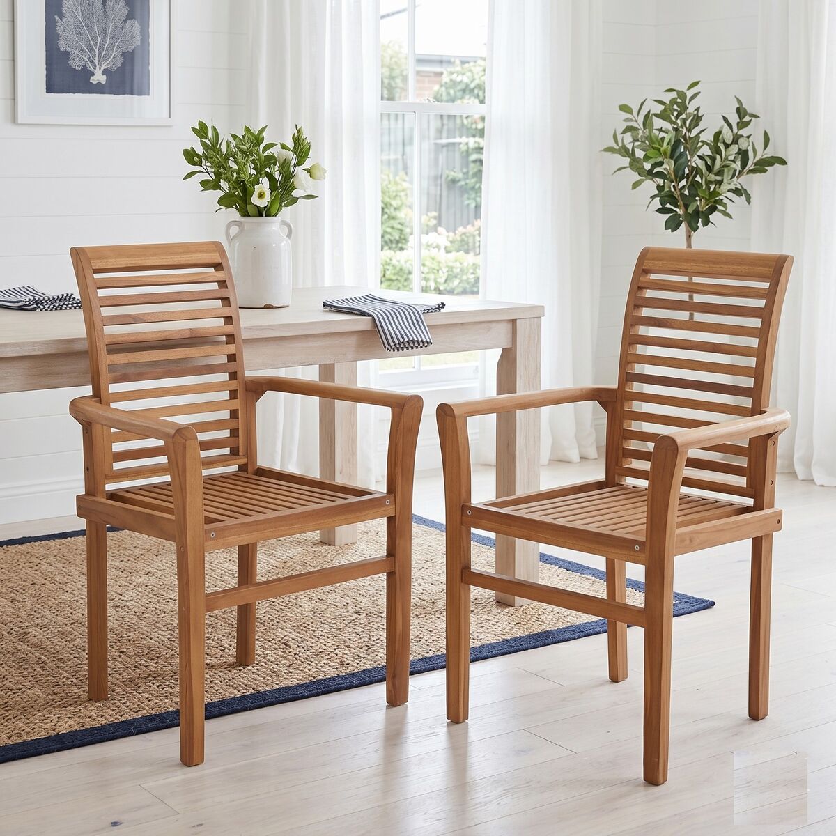"Marcel" Stacking Dining Chairs 2 pcs Solid Teak