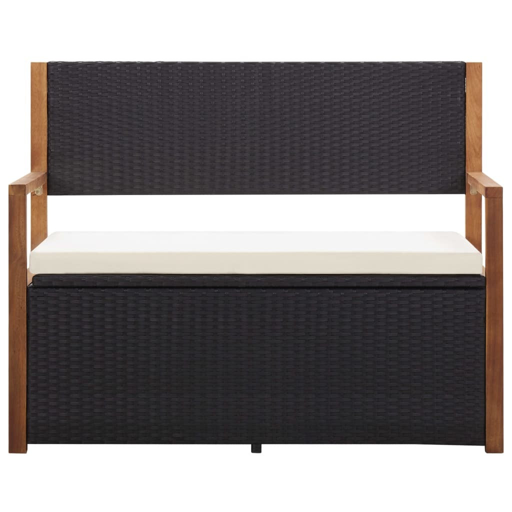 "Martindale" Storage Bench 110 cm Poly Rattan and Solid Acacia Wood Black