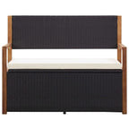 "Martindale" Storage Bench 110 cm Poly Rattan and Solid Acacia Wood Black