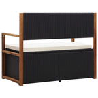 "Martindale" Storage Bench 110 cm Poly Rattan and Solid Acacia Wood Black