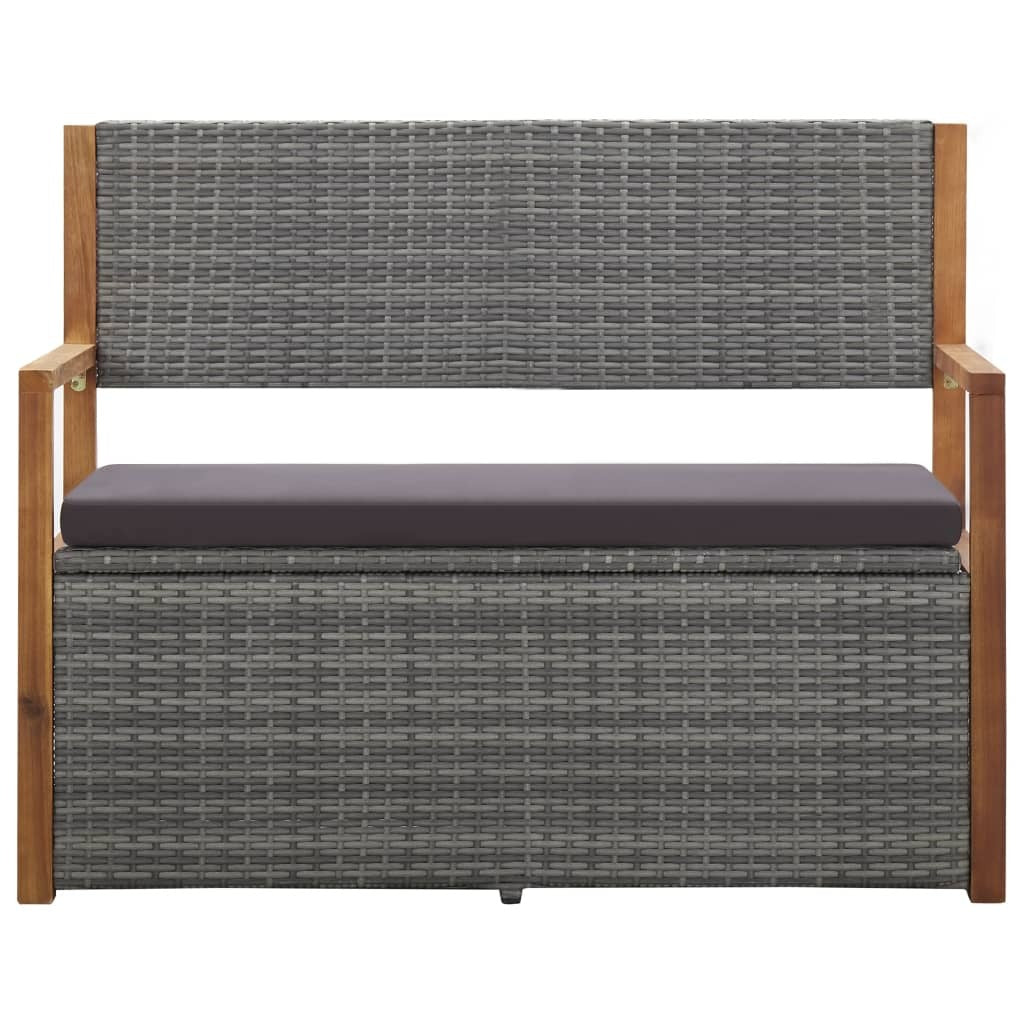 "Mary Helen" Storage Bench 110 cm Poly Rattan and Solid Acacia Wood Grey