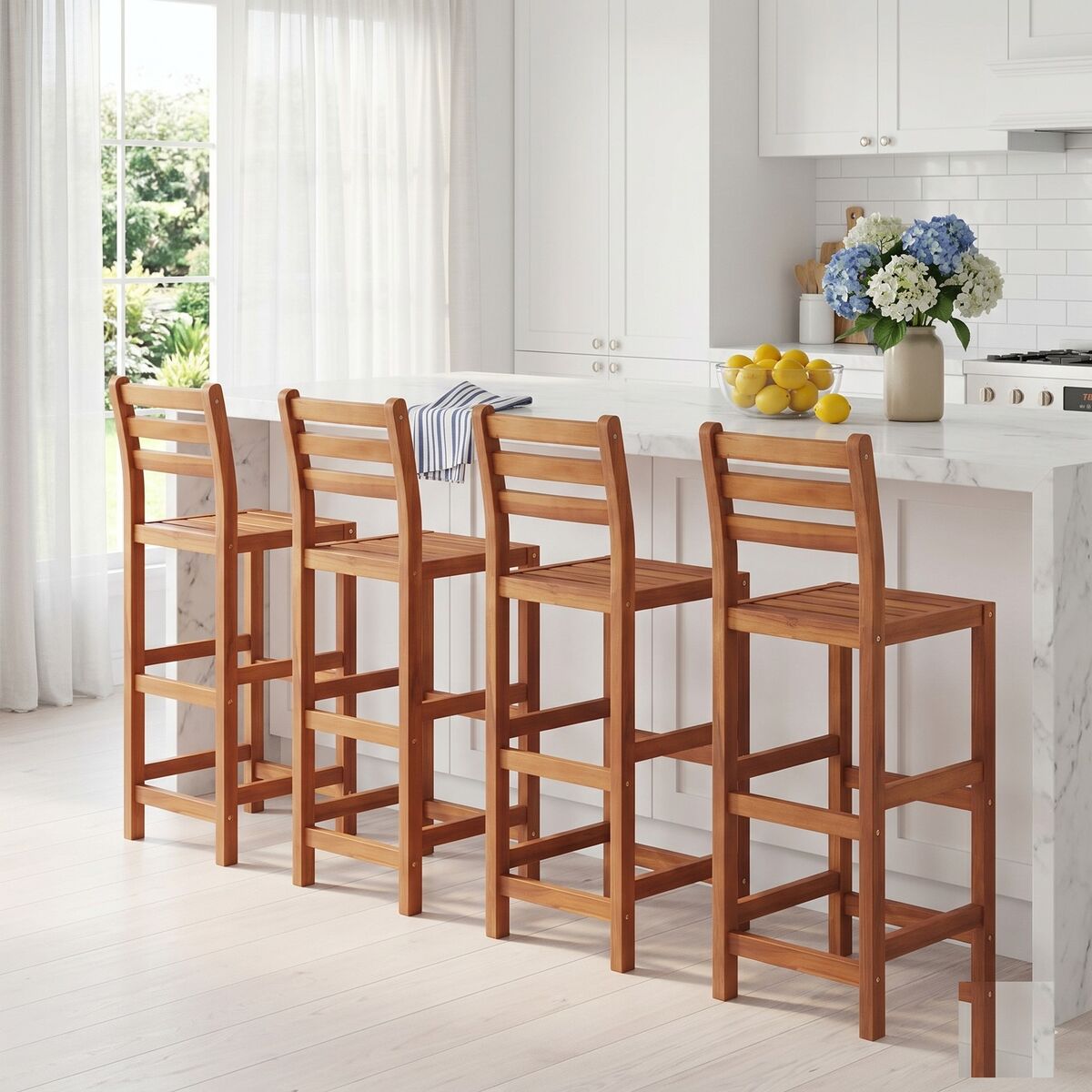 "Mcburney" Bar Chairs 4 pcs Solid Acacia Wood