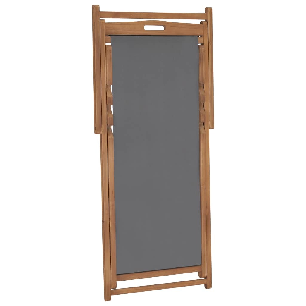 "Mcgee" Folding Beach Chair Solid Teak Wood Grey