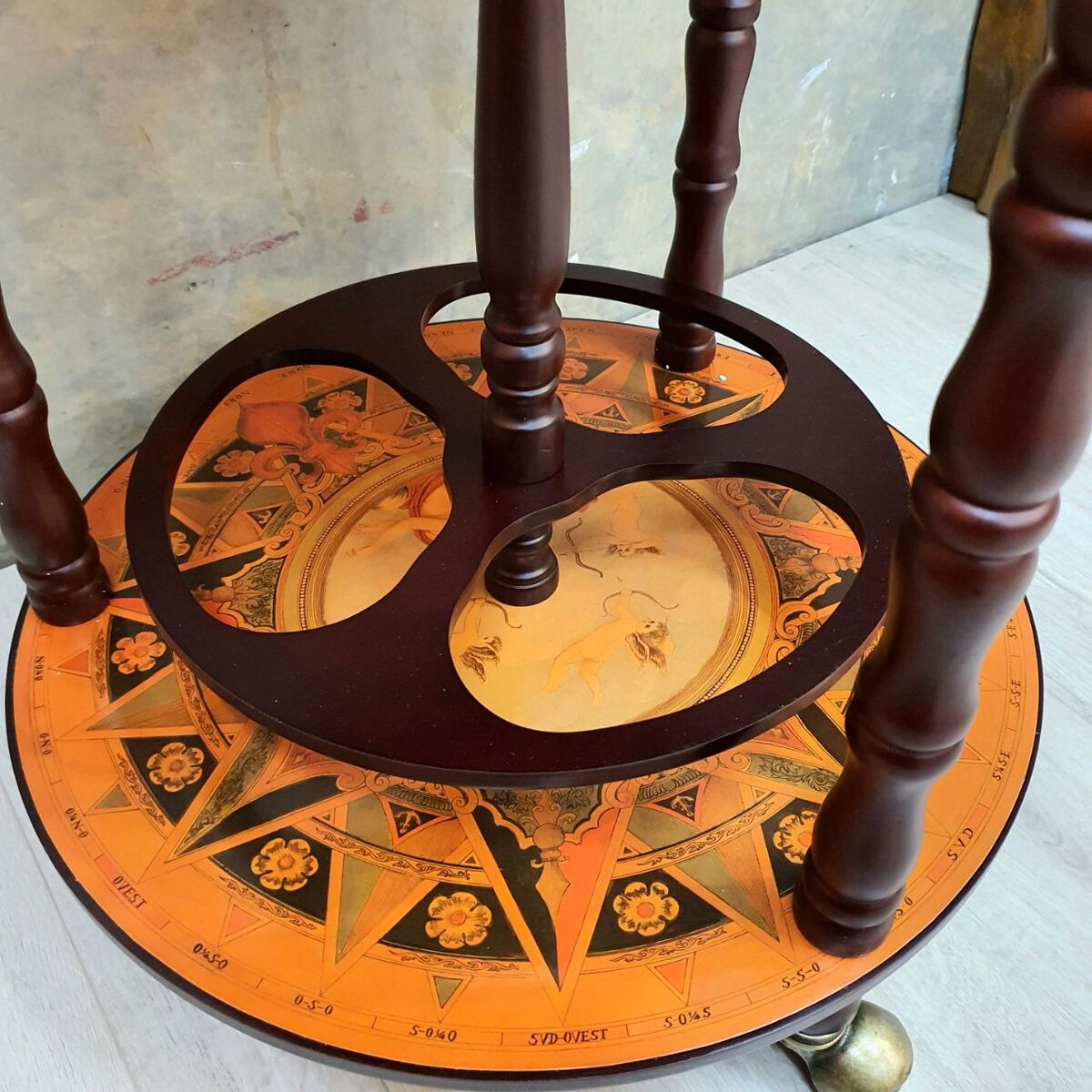 "Planet" Wine Stand Eucalyptus Wood w Wheels102cm Tall